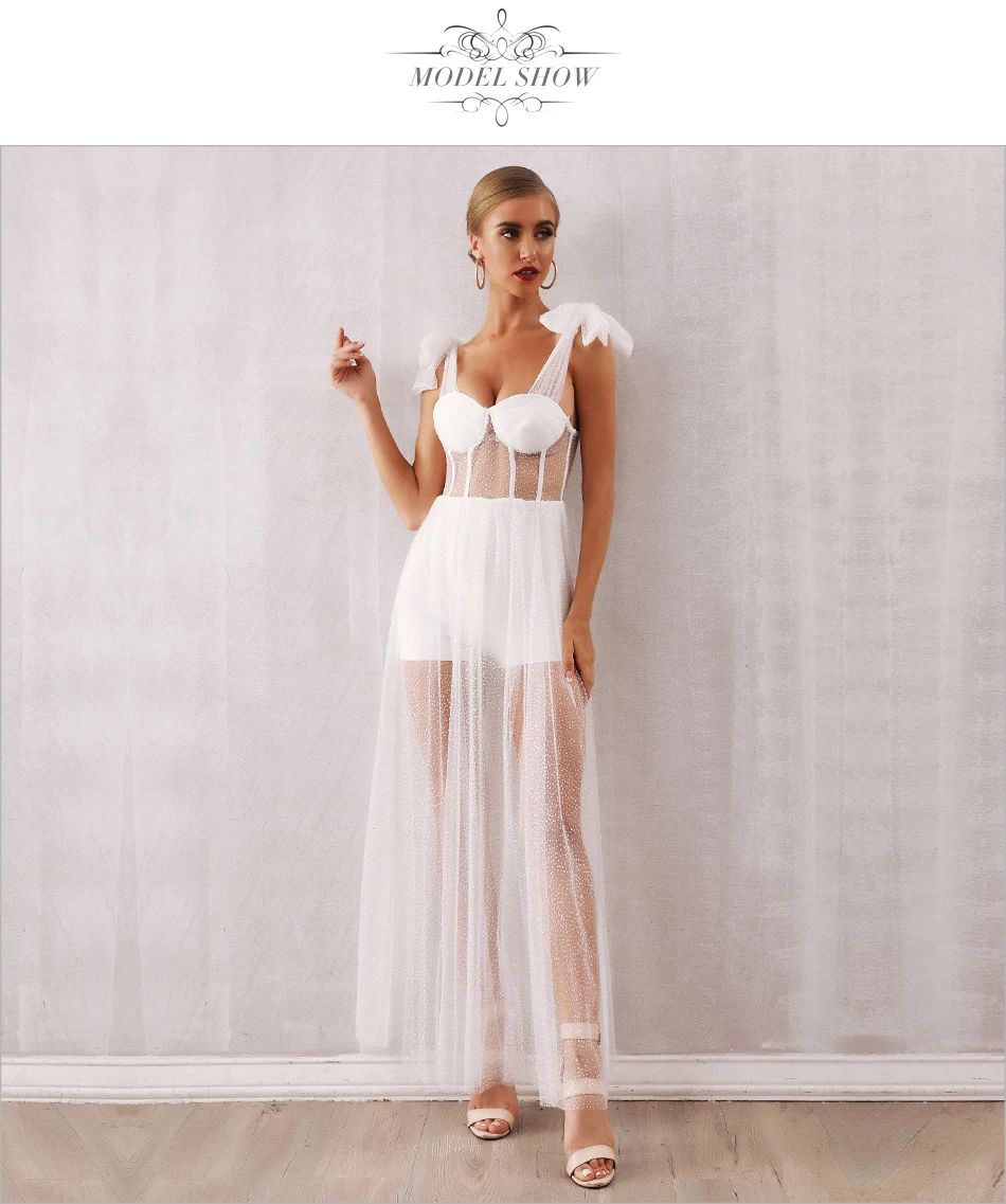 Adyce новое летнее роскошное кружевное расшитое блестками вечернее платье в стиле знаменитостей женское белое сексуальное платье без рукавов с бантом Макси Клубное платье Vestido
