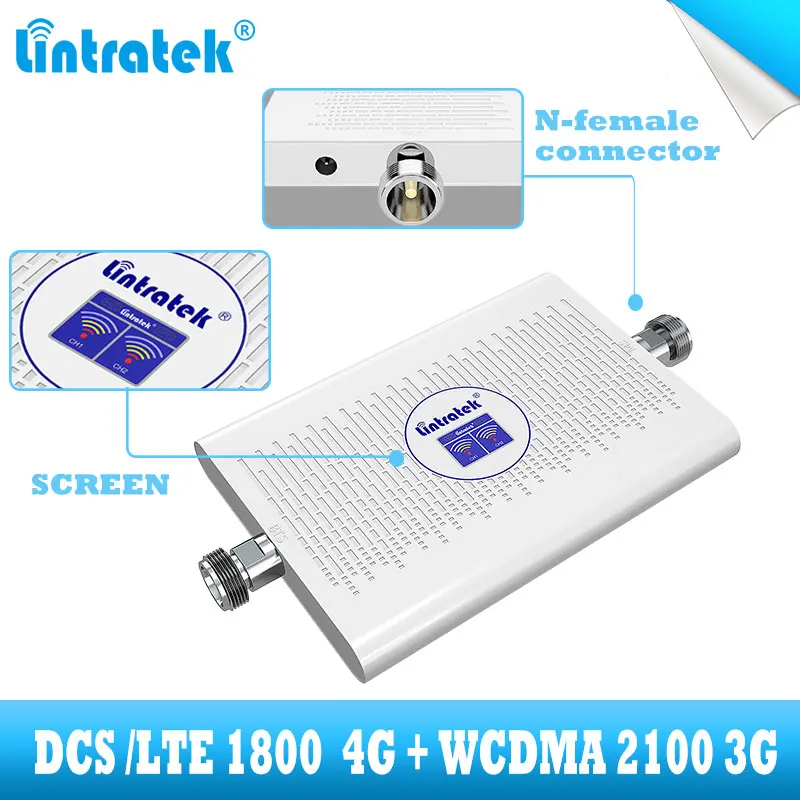 Lintratek cellular 3g 4g усилитель сигнала wcdma репитер двухдиапазонный DCS LTE 1800 UMTS 2100 усилитель повторителя сигнала+ 4g 3g антенна