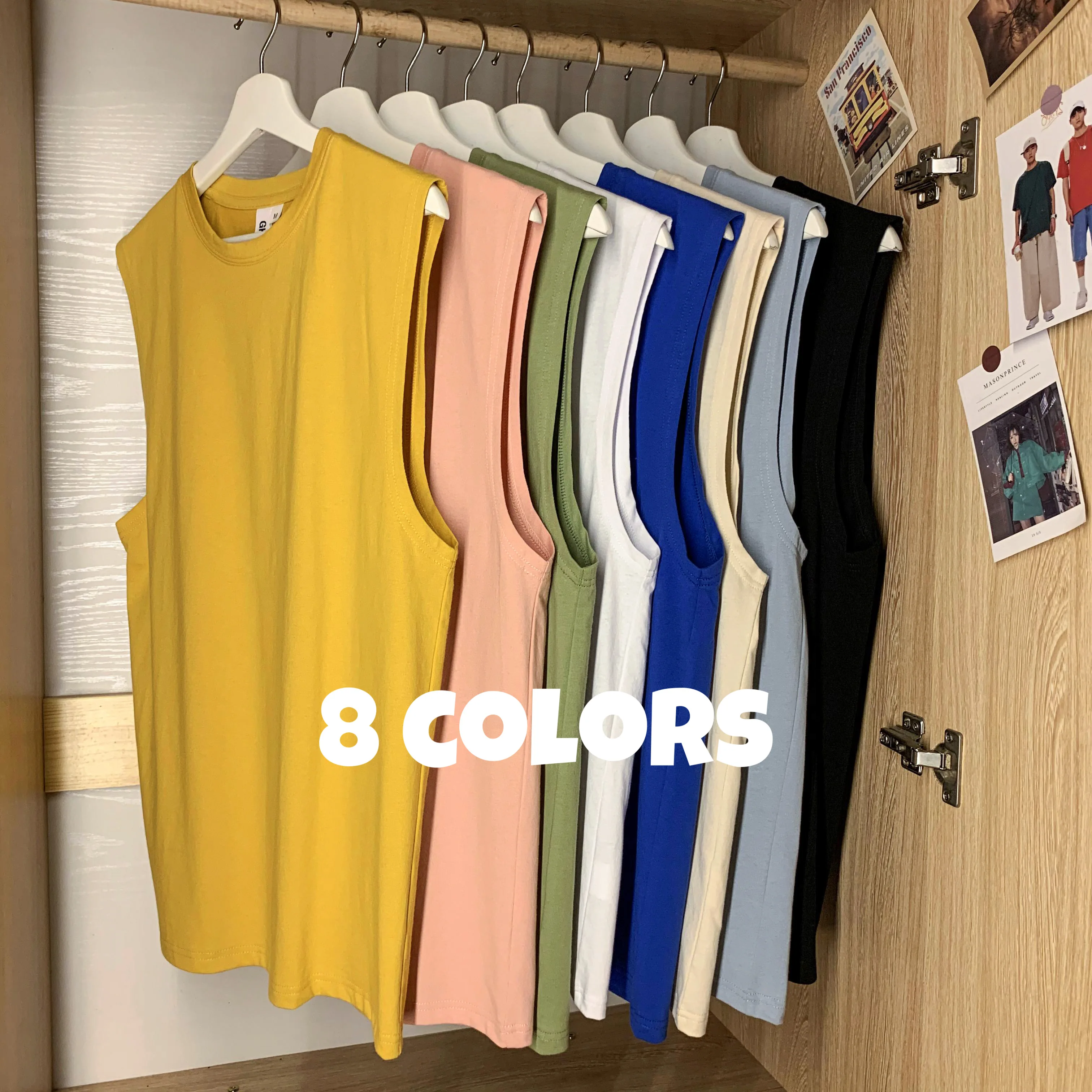 

Mens Summer Colorful Tank Top Designer Simple Casual Vest Solid Color Debardeur Homme Camisetas De Tirantes Sleeveless shirts