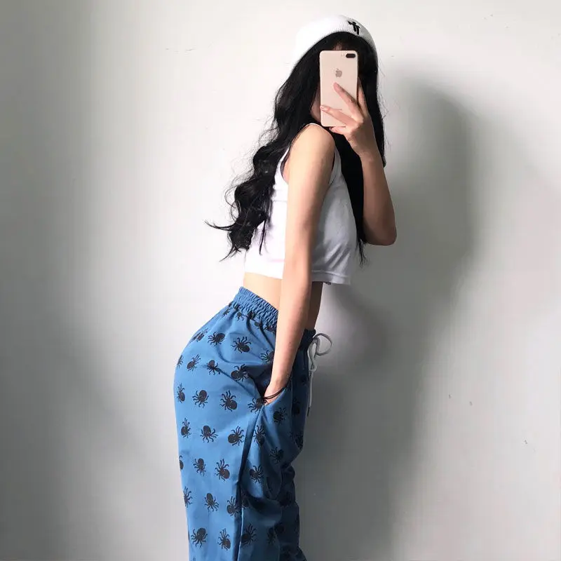 HOUZHOU Sweatpants Women Korean Style Harajuku Pants Streetwear Women Joggers Autumn Fashion Track Pants Women Print Trousers
