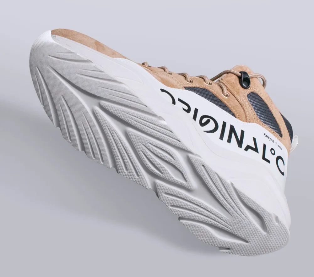 Xiaomi fashion trend Medium boots Men woman Leather stitching damping Non-slip Wear Mountain Climbing Shoes Outdoor Sneaker
