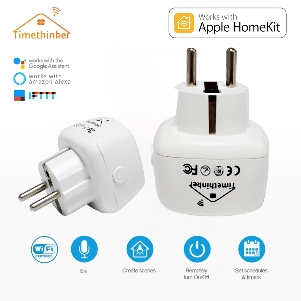 Baratos Timethinker Smart Wifi enchufe en enchufe eléctrico Smart Home Work con Apple Homekit US EU enchufe inteligente para EE. UU. Alexa google