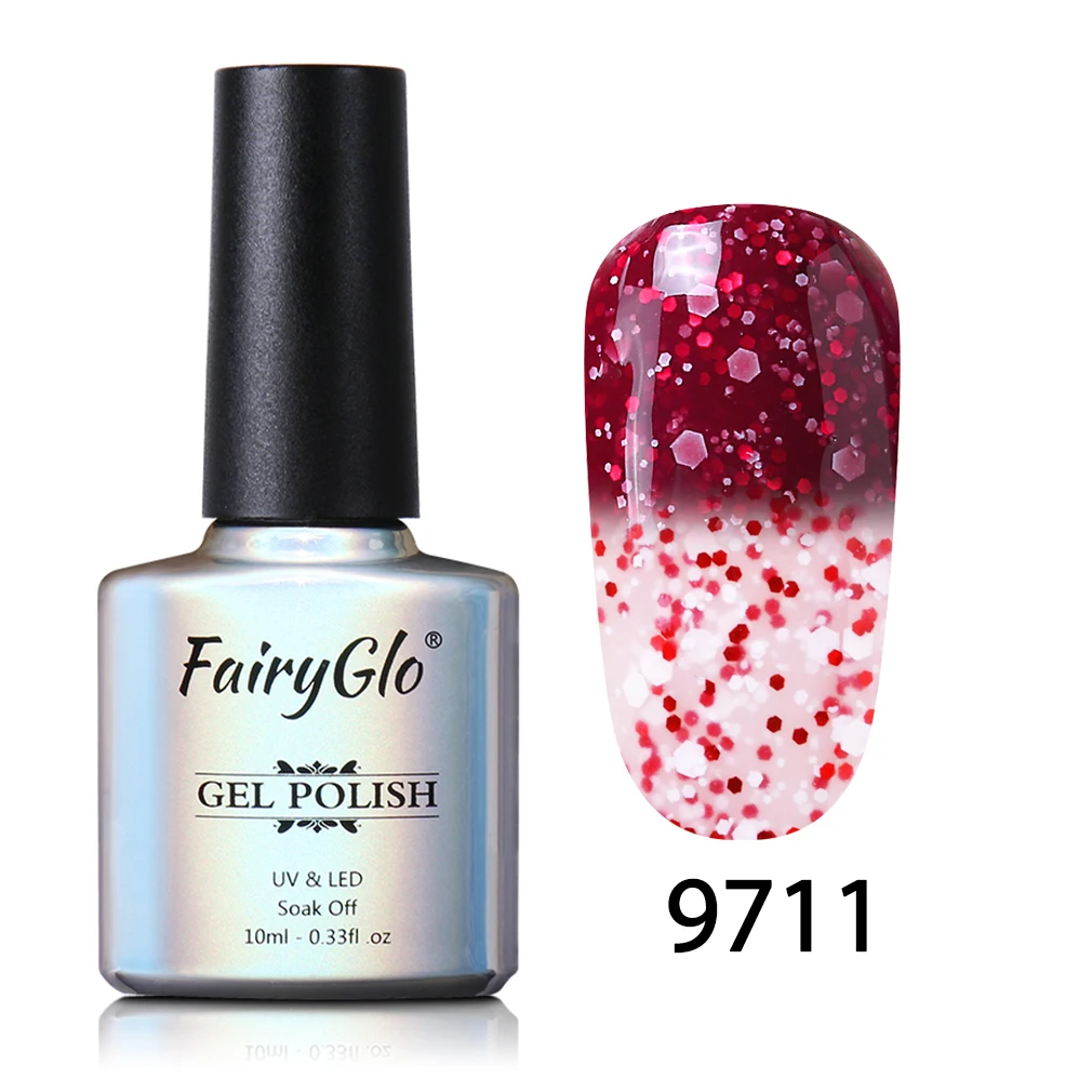 9711 FairyGlo 10 мл Снежный термальный Гель-лак для ногтей Хамелеон Изменение температуры Цвет Гель-лак УФ-гель для дизайна ногтей лак Эмаль лак - Цвет: 9711