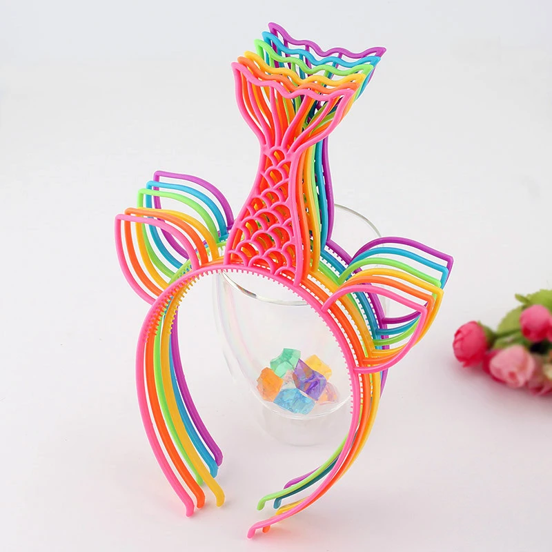 Mix color Mermaid 12 шт./лот, ободок для волос с единорогом для женщин и девочек, пластиковый обруч для волос с зубцами, кошачьи ушки, ободок, ободок, карамельный, золотой, серебряный, аксессуары для волос - Цвет: Mix color Mermaid