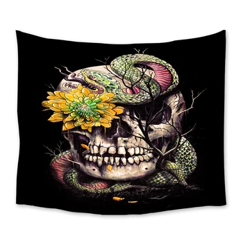 

Snake Skull Branch Flower Black Tapestry Wall Hanging Wall Tapestry Witchcraft Hippie Tapestry Wall Carpets Psychedelic Tapestry