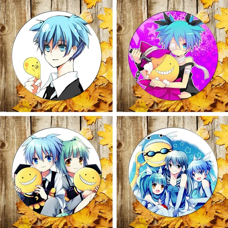

Assassination Classroom Brooches Badge Anime Cartoon Figure Korosensei Shiota Nagisa Round Metal Display Brooch Pin Jewelry