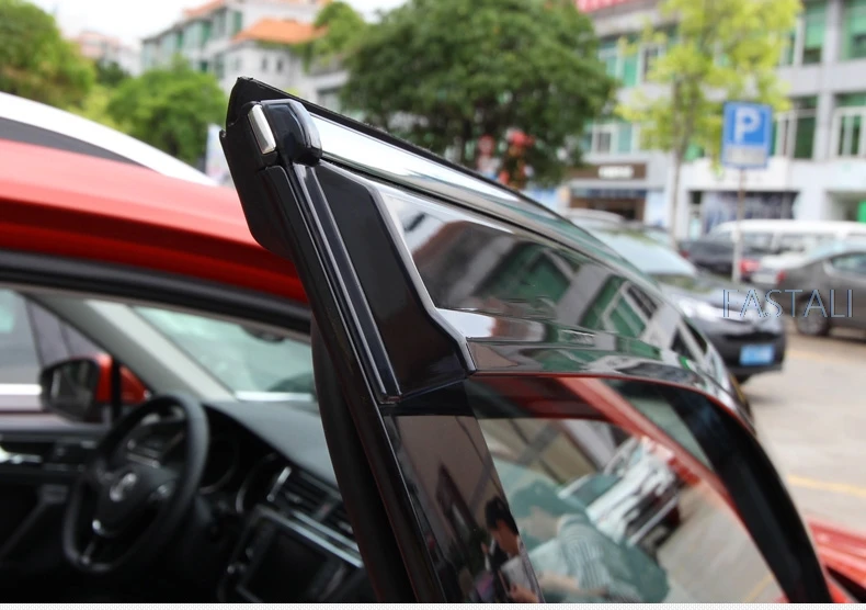 Для Tiguan второго поколения 2010- оконный козырек для двери дождь бровь Дождь Ветер Дефлектор Защита от солнца дождь козырек покрытие для автомобиля стиль
