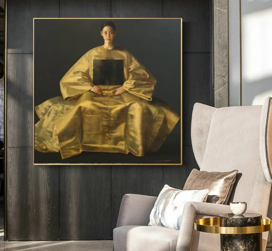 100% Hand Painted Painting On Canvas Famous Artist Lu Jianjun Elegant Woman Nice For Home Room Wall Decoration | Дом и сад