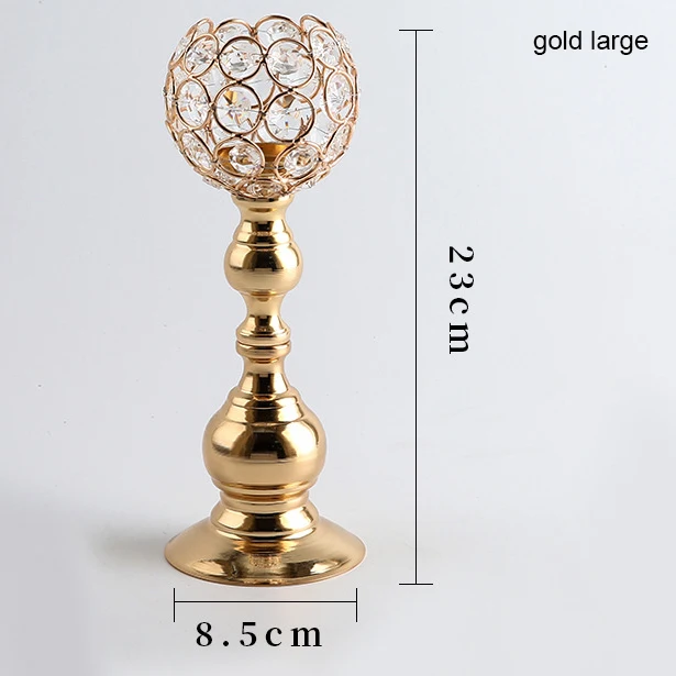 gold large Хрустальные подсвечники для чайника металлические стеклянные подсвечники Подставка свадебное украшение для стола вечерние Рождество Хэллоуин домашний декор - Цвет: gold large