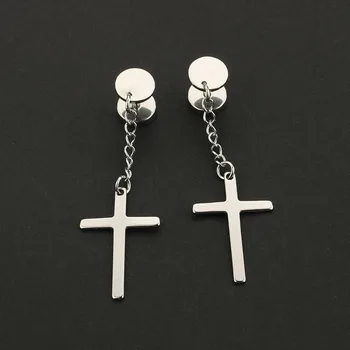 

1PC Fashion Cross Earrings for Women Men Small Cross Drop Dangle Earrings Simple Stainless Steel Ear Piercing Jewelry Party Gift