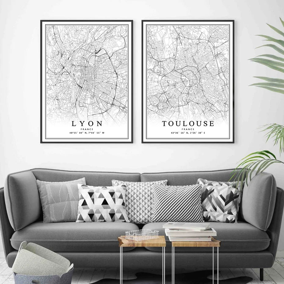 France City Map Paris Lyon Marseille Montpellier Nice Strasbourg Toulouse Posters Canvas Paintings Prints Home Interior Decor