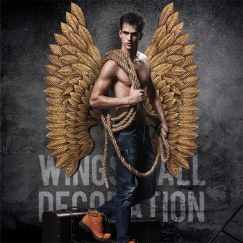

Home LED Lights Retro Industrial Type Wall Mounted Decoration Wall Hanging Decor Craft Iron Angel Wings Bar Wall Decoration