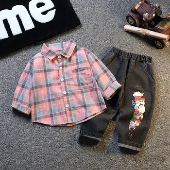 

2020 New Cartoon Clothing Set Toddler Children Boys Spring Autumn Denim Shirt Two-piece Kids Casual Outwear 1-5 Years Clothes