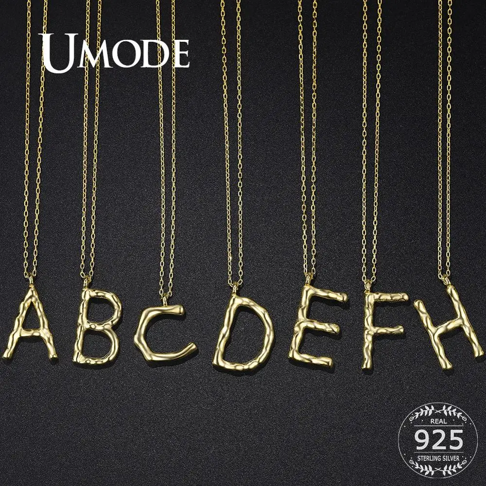 UMODE Девушки 18K ожерелье с золотыми буквами для женщин 925 пробы серебряные ожерелья звенья цепи подвески хорошее ювелирное изделие подарки любовника LN0474