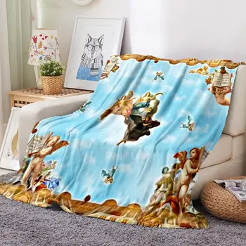 

3D Printing Angel Series Flannel Wool Blankets Bedroom Living Room Bed Warm Blankets Soft Microfiber Home Decoration Blankets