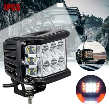 

1Pcs 45W LED Work Light Square Lamp Driving Strobe Fog Offroad Lamp for SUV ATV Car Truck(White+Red)