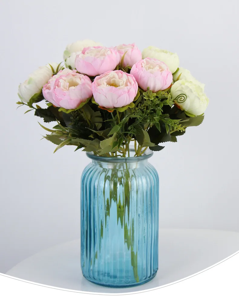 JAROWN 6 Heads Peony Bouquet Peonies Artificial Silk Flowers Wedding Home Decoration Fake Rose Flower Birthday Party Decor (26)