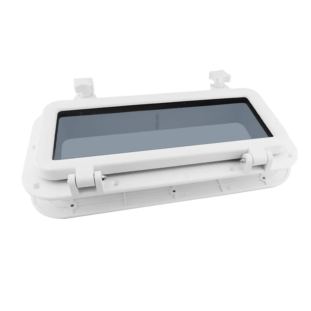 Yacht Rectangular Opening Portlight Porthole 3.5 inch 9cm Replacement Window Port Hole - ABS Tempered Glass - White