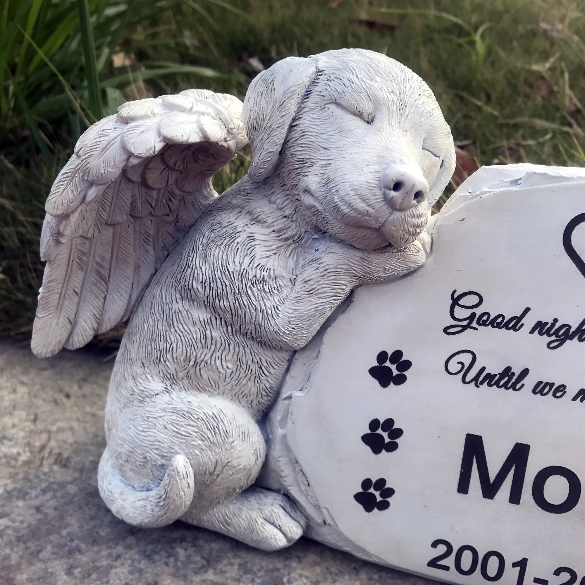 Personalized Dog Angel Pet Memorial Grave Marker Tribute Statue-Pet Headstone Memorial Garden Stones