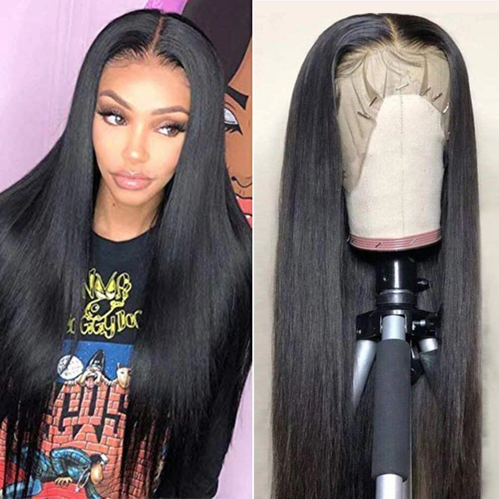 Straight Full Lace Wigs Human Hair Wig with Baby Hair Bleached Knots Glueless Wig For Women Brazilian Remy Hair Middle Ratio