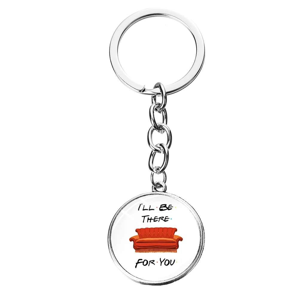 SONGDA Newest Friends TV Show Keychain 25th Anniversary Series Cartoon Fun Pattern Glass Dome Pendant Key Chain for Good Friend - Цвет: Style 26