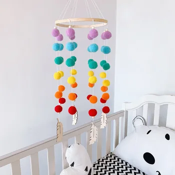 

Nursery Room Decor Nordic Felt Ball Bed Mobile Hanging Decor Kids Play Room Tent Canopy Baby Girl Bedroom Mobile Nursery Decor
