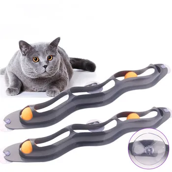 

1pc Funny Track Ball Cat Toy Sucker Windows Interactive Cat Scratch Toy Play Pipe with Balls Kitten Tunnel Pet Toys Products