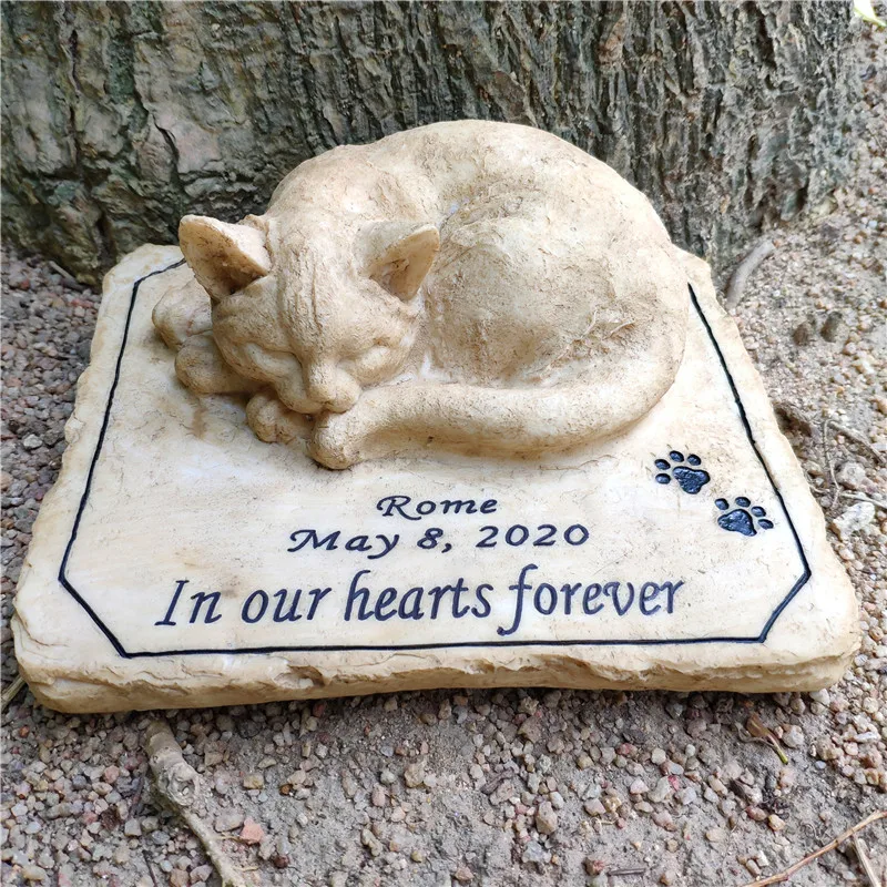 Perfect Cat Memorial Stone with A 3D Cat On The Top Sympathy Loss Gifts For Outdoors Indoors Garden Resin Stones