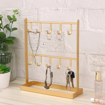 

2-layer Europe Wrought Iron Storage Holder Dresser Ornaments Hook Shelf Creative Desktop Decoration Crafts Home Organization