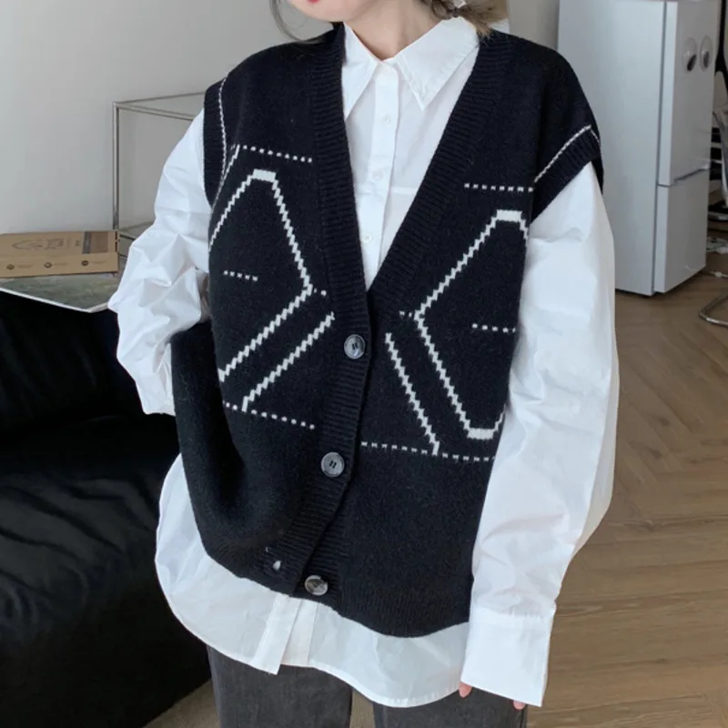 Трикотажный жилет с V-образным вырезом женская одежда на осень модный свитер со