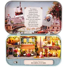 Коробка театральный кукольный домик Миниатюрная игрушка с мебели кролик DIY Миниатюрный Кукольный дом Светодиодная лампа игрушки для детей подарок на день рождения Q10