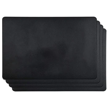 

4PCS Heat-Resistant Placemats, Artificial Leather Placemats, Waterproof, Non-Slip, Washable Kitchen Placemats, (Black)