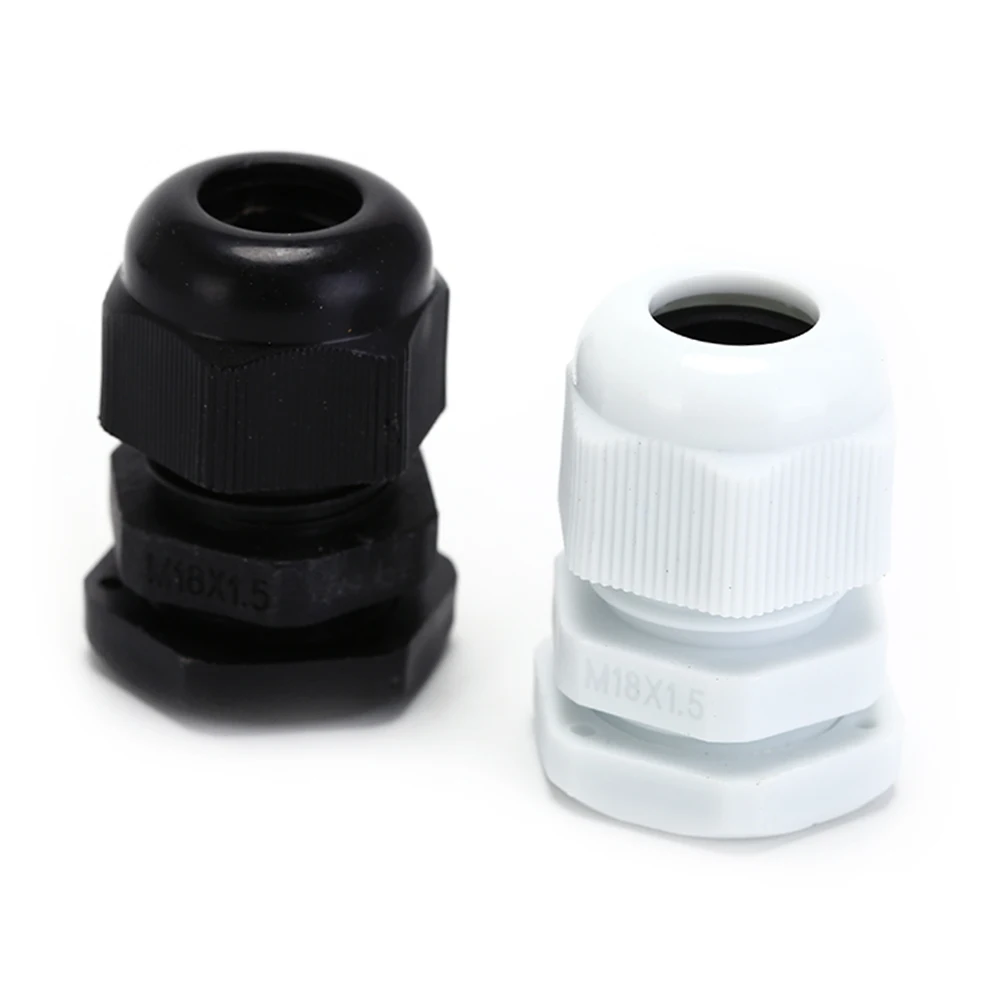 10Pcs/lot New Cables Gland M18x1.5 for 5mm-10mm Waterproof White and Black Plastic Glands Connectors