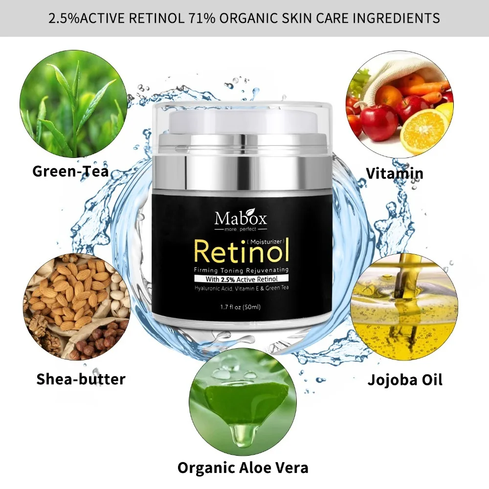 Ретинол 2.5% увлажнитель для лица крем против старения акне Гиалуроновая кислота витамин е и зеленый чай отбеливающий крем для кожи Прямая поставка