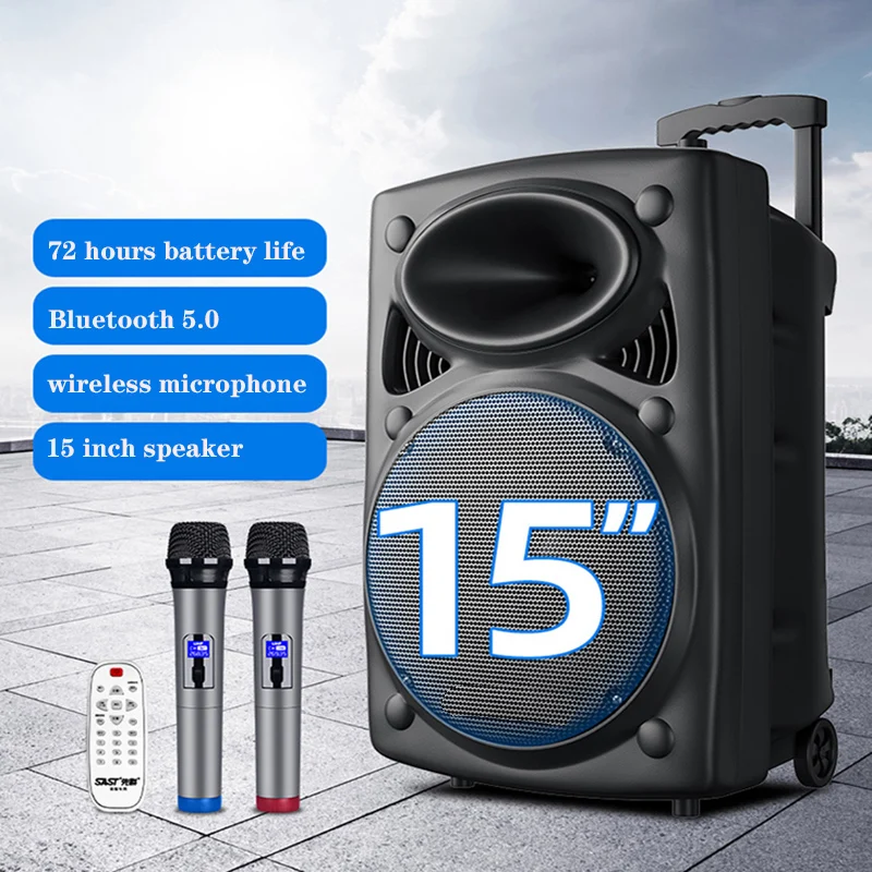 15-дюймовый сабвуфер большая bluetooth-колонка беспроводной микрофон мобильный