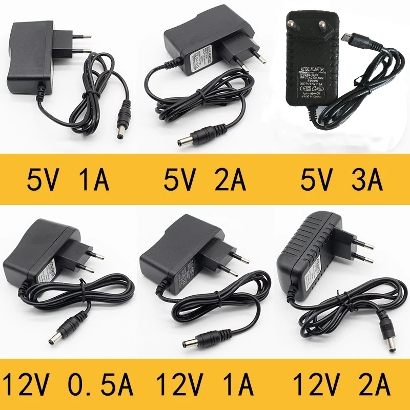 1 шт. 100 240 В AC к DC адаптер питания зарядное устройство 5 в 12 1A 2A 0.5A EU US UK AUPlug мм x 2.5mm5v3aDC