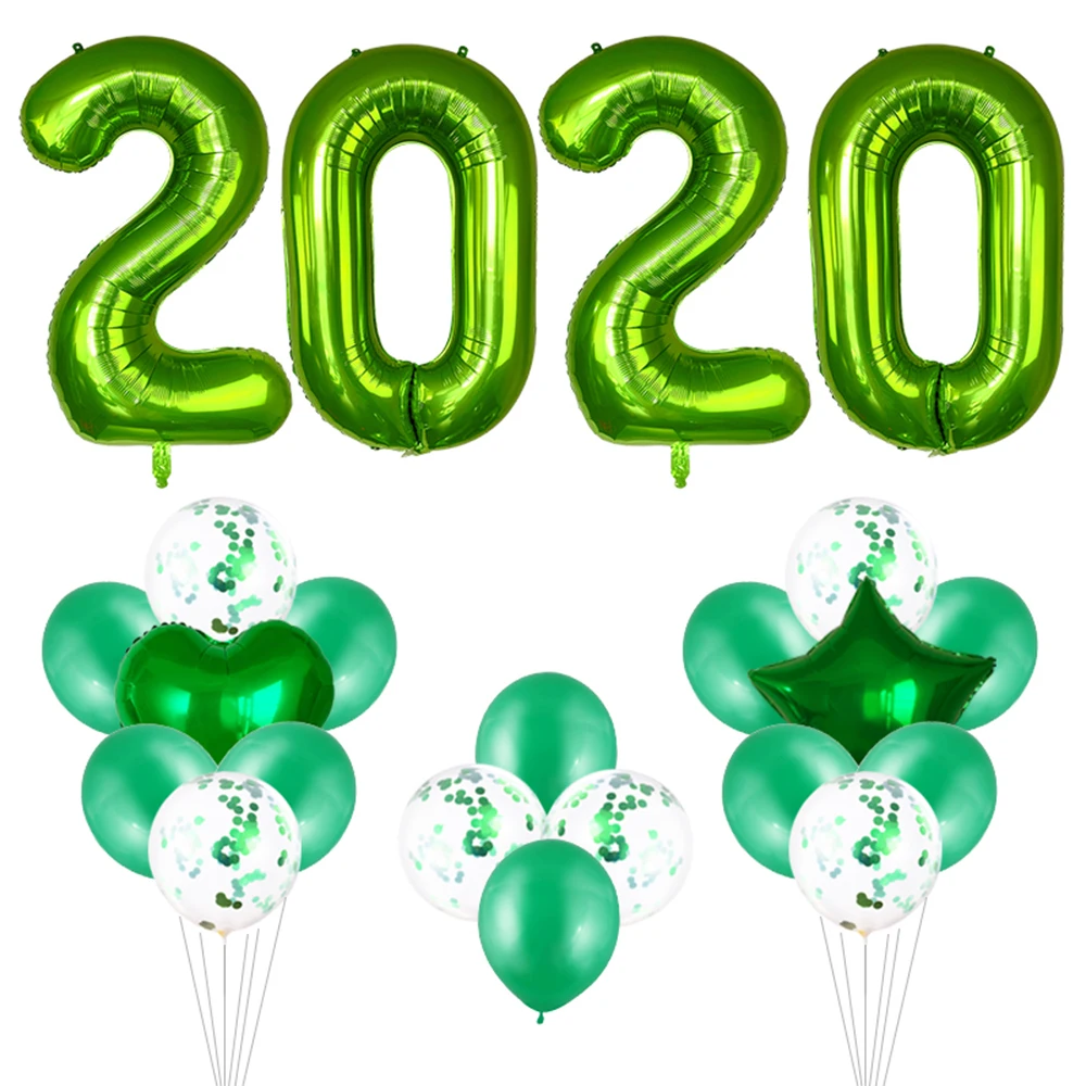 green 32/40 дюймов номер воздушные шары с новогодними украшениями Рождество День рождения украшения надувной шар из алюминиевой фольги 22 шт./компл - Цвет: green
