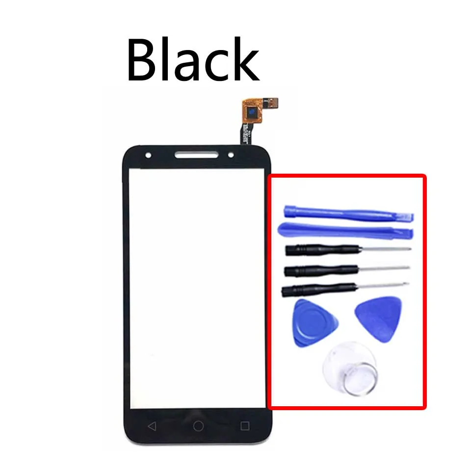 Сенсорный экран для Alcatel One U5 Touch OT5044 OT 5044D5044T 5044Y 5044R сенсорный экран панель сенсор дигитайзер замена стекла - Цвет: Black-With tool