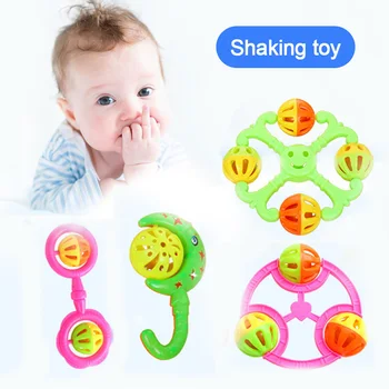 

4 PCS Set Newborn Baby Rattles Shaking Bell BPA-Free Grab Cartoon Toys for Infant Early Educational S7JN