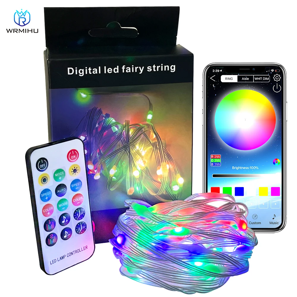 

USB 5m 50Leds IR + Bluetooth + Music Sound Control WS2811 RGB Christmas Tree Leather String Light String