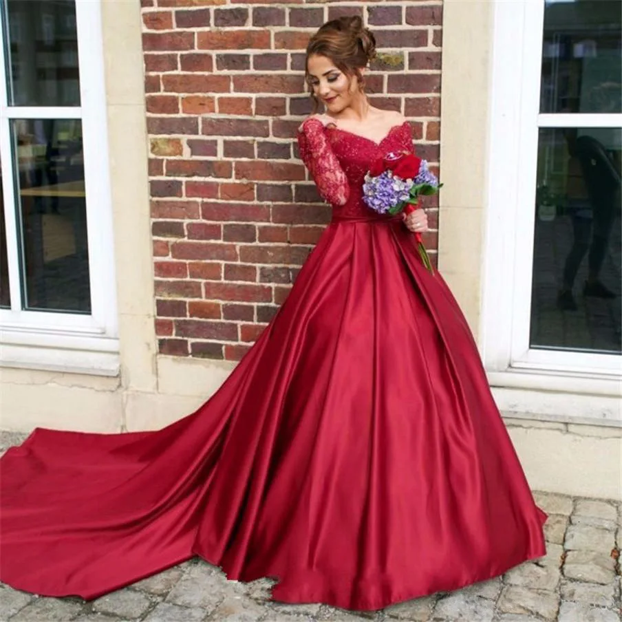 burgundy bridal gown