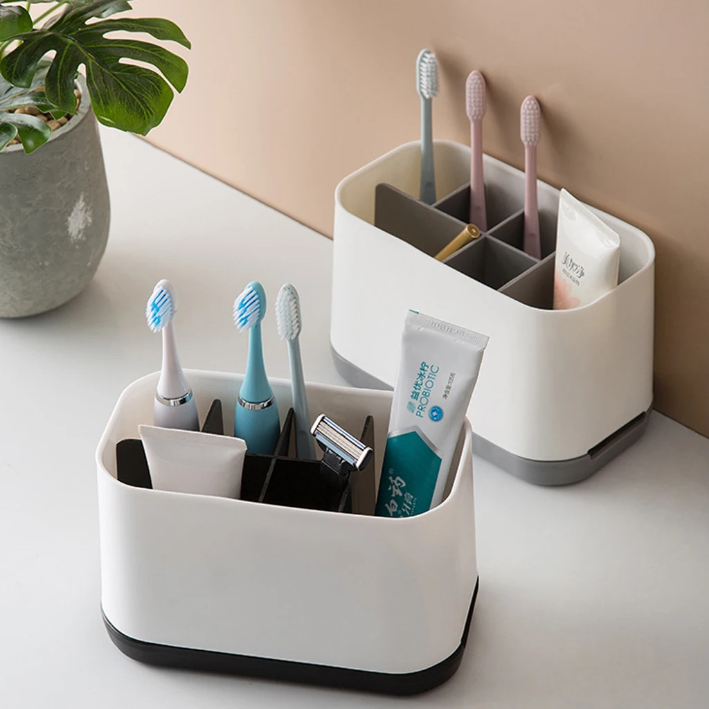 6 сеток косметический Органайзер для ванной комнаты съемная пластиковая коробка для макияжа электрическая подставка для зубных щеток органайзер для макияжа