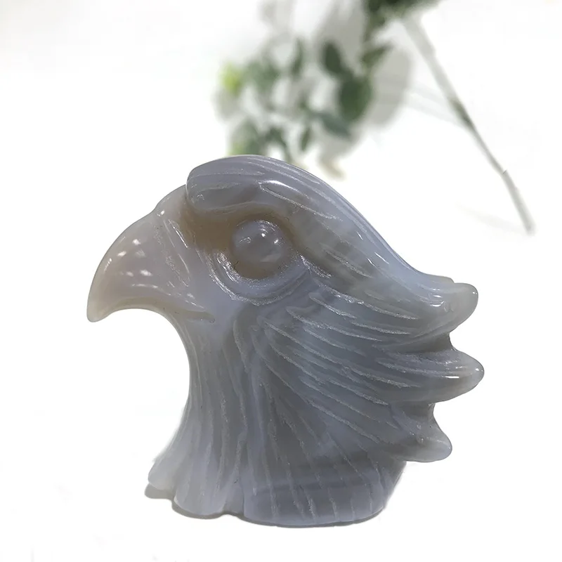 Высокое качество натуральный агат Geode Goshawk форма головы камень ручной резной для подарка и домашнего декора T
