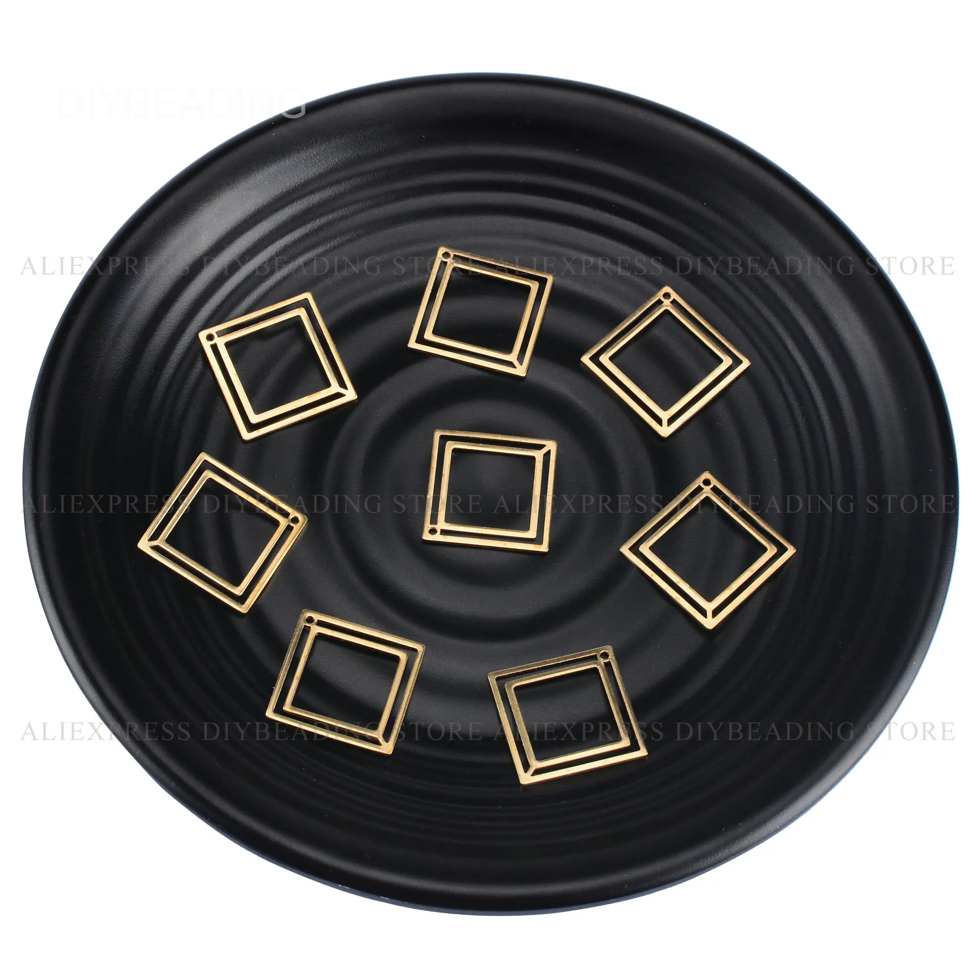 

10-500 Pcs Brass Connector Earrings Component Finding Bulk Wholesale Square Geometric Charm Pendant for Making Earring Necklace