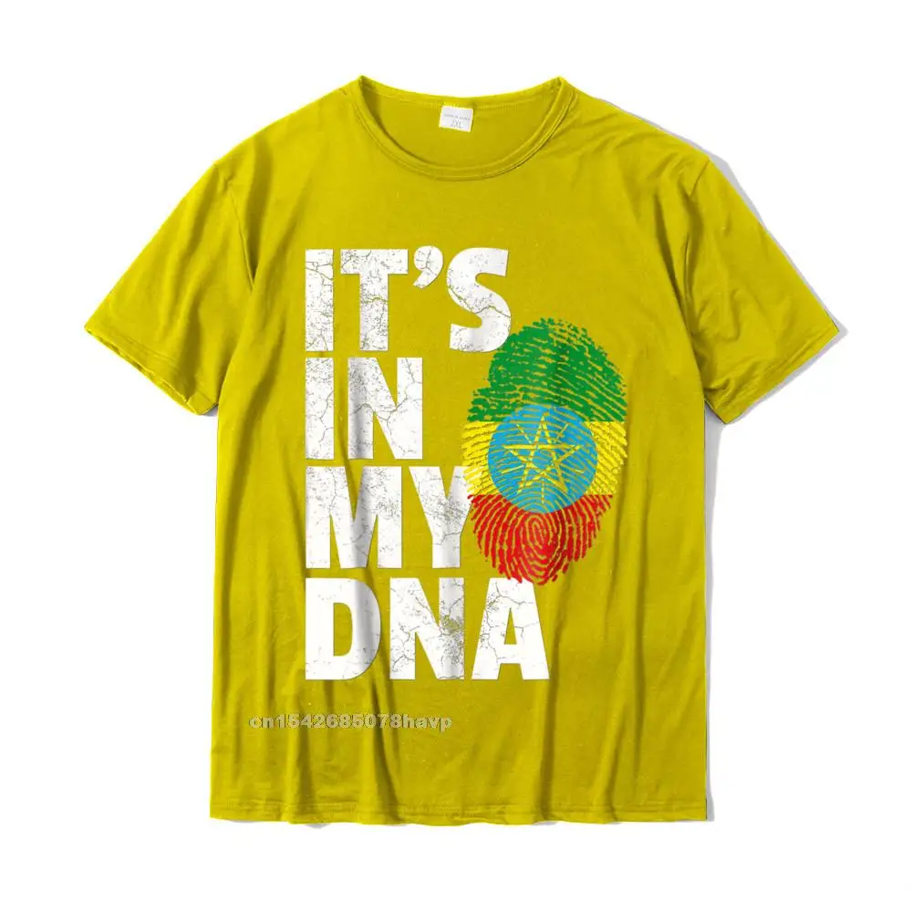 Printing Funky Men T-Shirt Crew Neck Short Sleeve Pure Cotton Tops Tees Casual Tops Tees Free Shipping ITS IN MY DNA Ethiopia Ethiopian Flag Shirt Men Women__2049. yellow