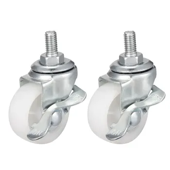 

uxcell 1.5 Inch Swivel Caster Wheels PP 360 Degree Threaded Stem Caster Wheel with Brake M8 x 15mm 33lb Capacity 2 Pcs