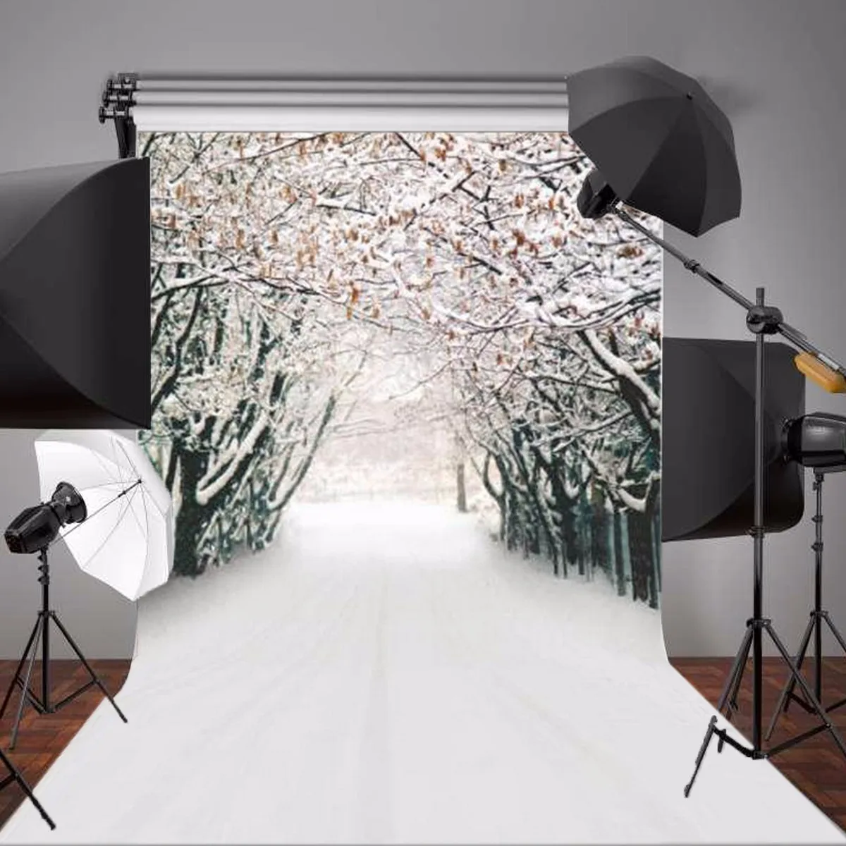 Freya 7x5FT покрытый снегом лес фон для студийной фотосъемки вечерние фото-съемки пол сзади капли Фотофон комплект 2,1x1,5 м