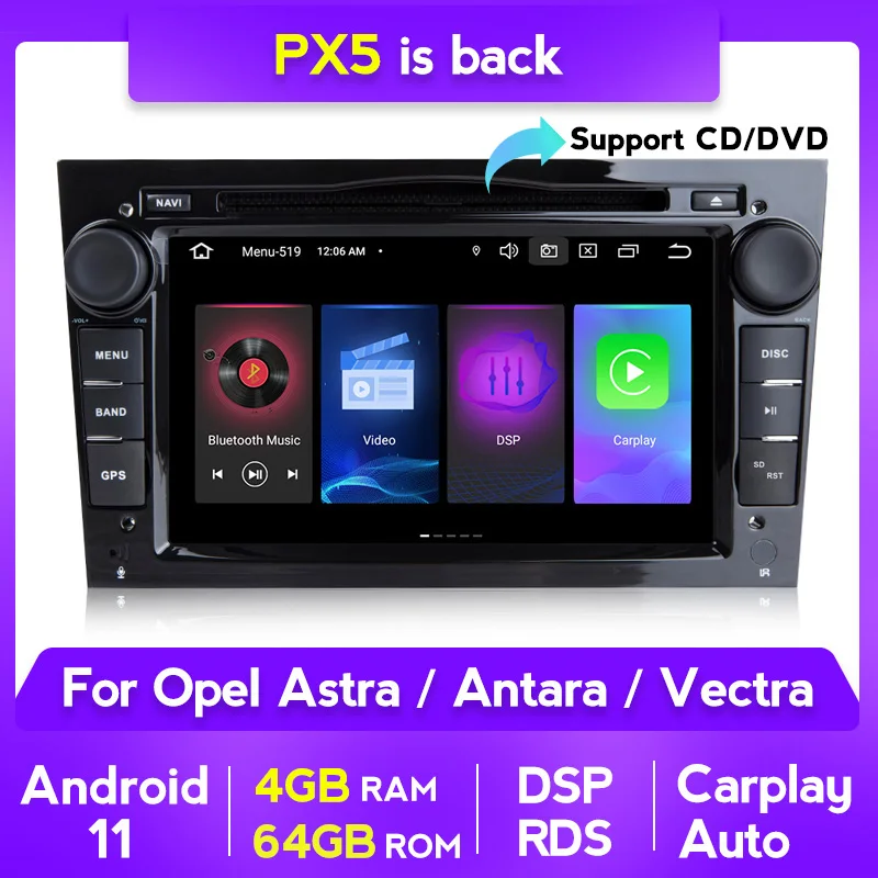 2 Din Android 11 Car Radio With Screen Px6 For Opel Vauxhall Astra