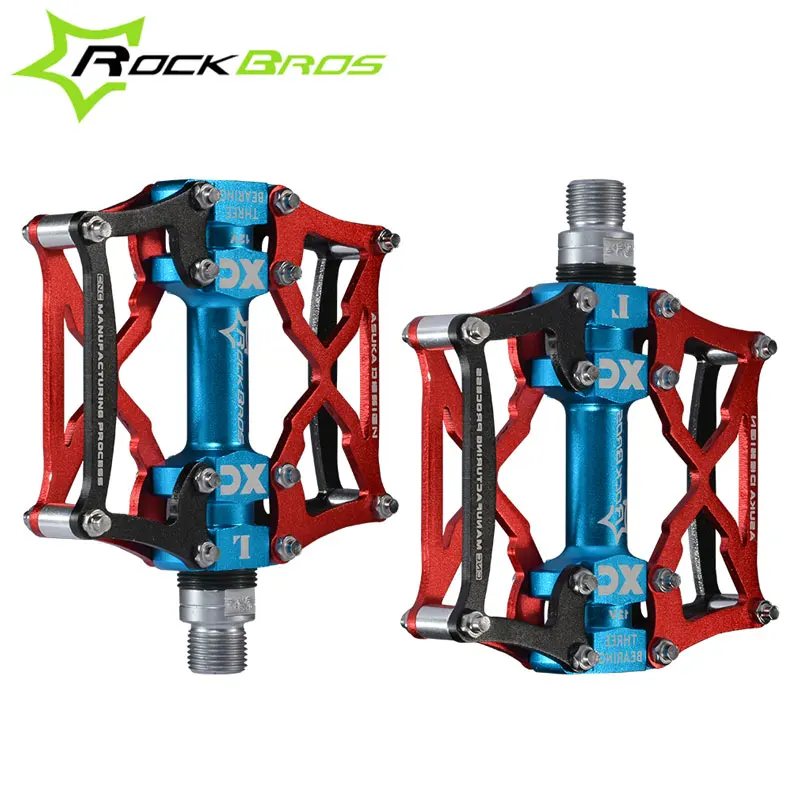 ROCKBROS велосипедные педали MTB велосипедные педали Платформа Велоспорт Магний Спорт на открытом воздухе многоцветные горные педали велосипедные аксессуары - Цвет: Red