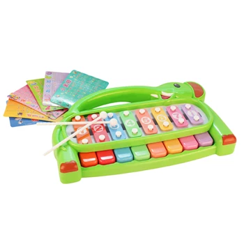 

2-In-1 Children Elephant Knock Piano Percussion Instrument Eight-Tone Piano Musical Toy Educational Toy For Kid - Green Yellow